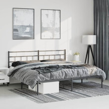 Berkfield Metal Bed Frame without Mattress with Headboard Black 183x213cm