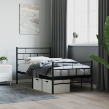 Berkfield Metal Bed Frame without Mattress with Footboard Black 90x190cm