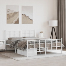 Berkfield Metal Bed Frame without Mattress with Footboard White 150x200cm