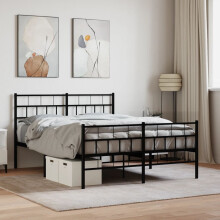 Berkfield Metal Bed Frame without Mattress with Footboard Black 140x200cm