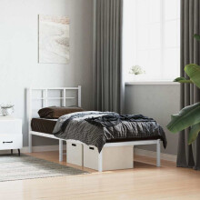 Berkfield Metal Bed Frame without Mattress with Headboard White 80x200cm