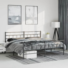 Berkfield Metal Bed Frame without Mattress with Footboard Black 193x203cm