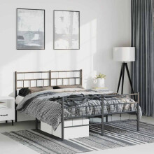 Berkfield Metal Bed Frame without Mattress with Footboard Black 135x190cm