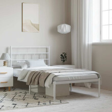 Berkfield Metal Bed Frame without Mattress with Headboard White 100x190cm