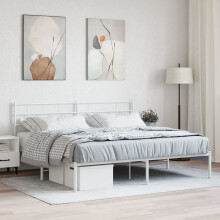Berkfield Metal Bed Frame without Mattress with Headboard White 180x200cm