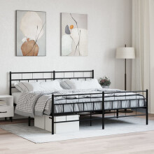 Berkfield Metal Bed Frame without Mattress with Footboard Black 200x200cm