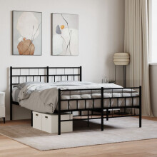 Berkfield Metal Bed Frame without Mattress with Footboard Black 120x200cm