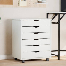 Berkfield Rolling Cabinet with Drawers MOSS White Solid Wood Pine