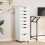 Berkfield Rolling Cabinet with Drawers MOSS White Solid Wood Pine 1