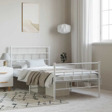 Berkfield Metal Bed Frame without Mattress with Footboard White 100x200cm
