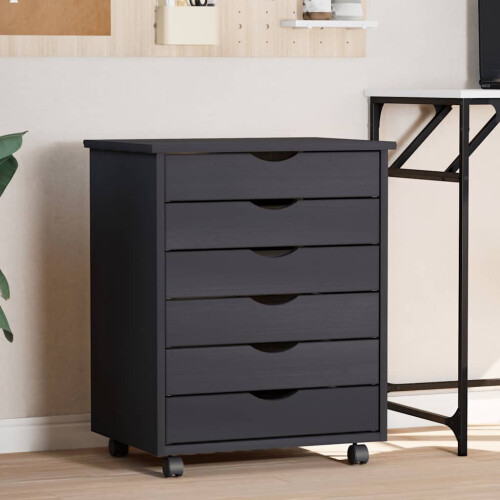 Berkfield Rolling Cabinet with Drawers MOSS Grey Solid Wood Pine