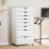 Berkfield Rolling Cabinet with Drawers MOSS White Solid Wood Pine 1