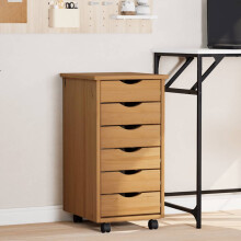 Berkfield Rolling Cabinet with Drawers MOSS Honey Brown Solid Wood Pine