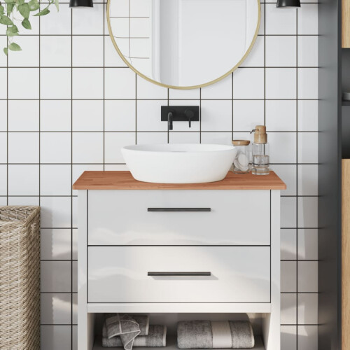 Berkfield Bathroom Countertop 80x40x1.5 cm Solid Wood Beech