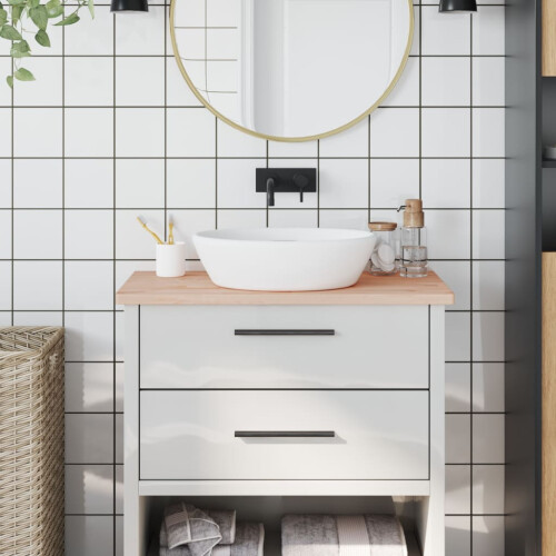 Berkfield Bathroom Countertop 80x40x2.5 cm Solid Wood Beech