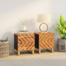 Berkfield Bedside Cabinets 2 pcs Brown and Black Solid Wood Mango
