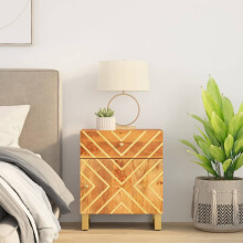 Berkfield Bedside Cabinet Brown and Black 50x33x60 cm Solid Wood Mango