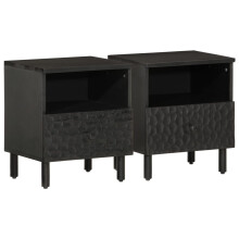 Berkfield Bedside Cabinets 2 pcs Black 40x33x46 cm Solid Wood Mango