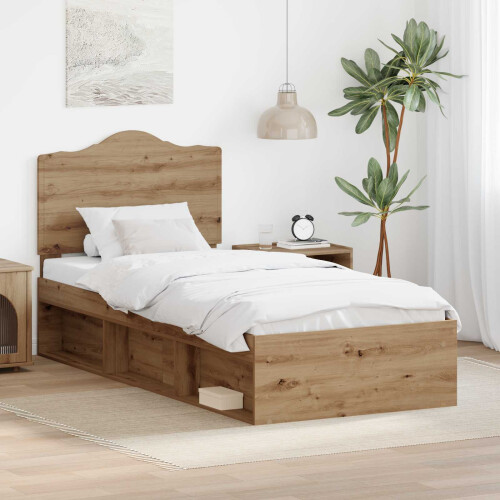 Berkfield Bed Frame Artisian Oak 90 x 190 cm Solid Pine Wood