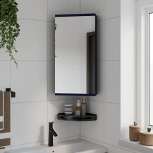 Berkfield Corner Bathroom Mirror Cabinet Grey 30x24x60 cm