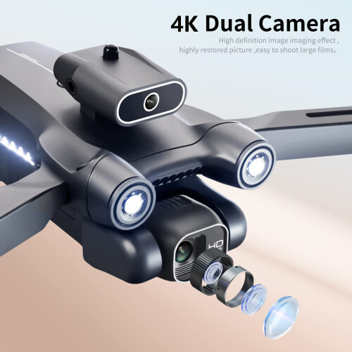 4K Drone with Camera for Adults, Foldable FPV Quadcopter with EIS, Obstacle Avoidance, Dual Lens 1