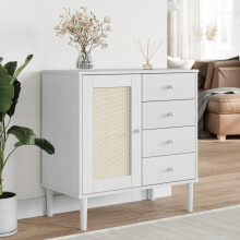 Berkfield Sideboard SENJA Rattan Look White 80x40x80 cm Solid Wood Pine