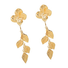Elegant Flower Drop Earrings Extended Length Comfortable-Gold
