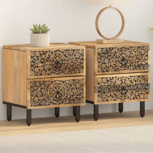 Berkfield Bedside Cabinets 2 pcs 40x33x46 cm Solid Wood Mango