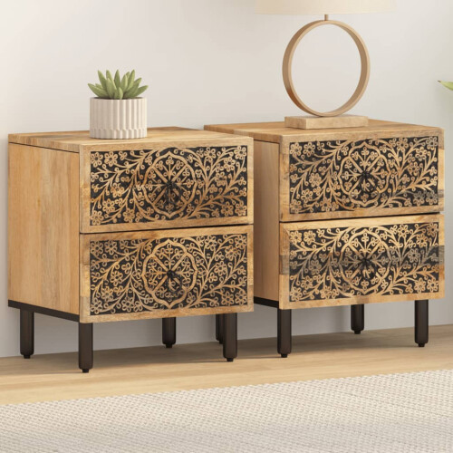 Berkfield Bedside Cabinets 2 pcs 40x33x46 cm Solid Wood Mango