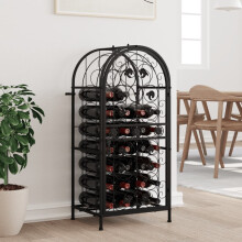 Berkfield Wine Rack for 33 Bottles Black 45x36x100 cm Wrought Iron