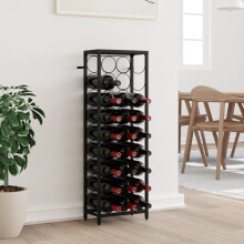 Berkfield Wine Rack for 27 Bottles Black 34x18x100 cm Wrought Iron