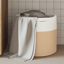 Berkfield Storage Basket Beige and White ò40x35 cm Cotton
