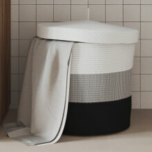 Berkfield Storage Basket with Lid White and Black ò40x35 cm Cotton