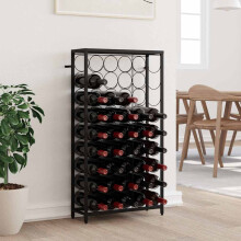 Berkfield Wine Rack for 45 Bottles Black 54x18x100 cm Wrought Iron