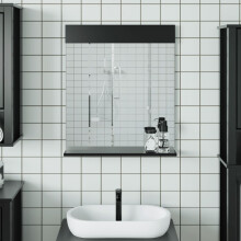 Berkfield Bathroom Mirror with Shelf BERG Black 60x12x70 cm Solid Wood