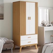Berkfield Wardrobe OLDEN White and Brown 76.5x53x172 cm Solid Wood Pine