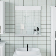 Berkfield Bathroom Mirror with Shelf BERG White 60x12x70 cm Solid Wood