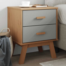 Berkfield Bedside Cabinet OLDEN Grey and Brown Solid Wood Pine