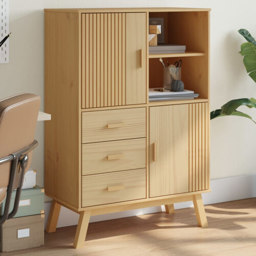 Berkfield Highboard OLDEN Brown 85x43x125 cm Solid Wood Pine