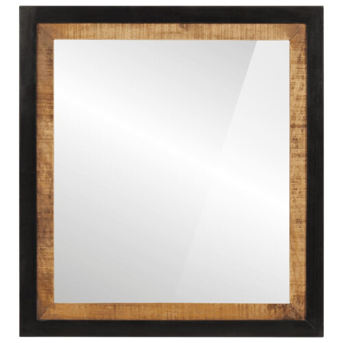 Berkfield Bathroom Mirror 55x1x60 cm Glass and Solid Wood Mango