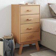 Berkfield Bedside Cabinet OLDEN Brown Solid Wood Pine