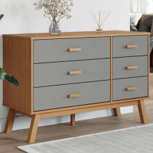 Berkfield Drawer Cabinet OLDEN Grey and Brown Solid Wood Pine
