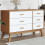 Berkfield Drawer Cabinet OLDEN White and Brown Solid Wood Pine 1