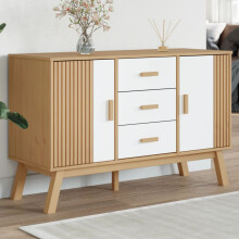 Berkfield Sideboard OLDEN White and Brown 114x43x73.5cm Solid Wood Pine