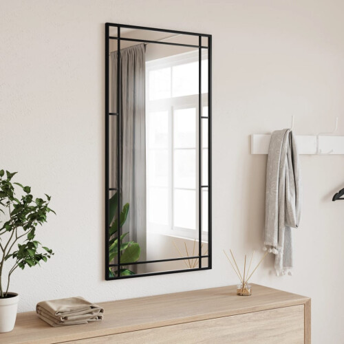 Berkfield Wall Mirror Black 50x100 cm Rectangle Iron