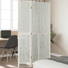 Berkfield Room Divider 3 Panels White Solid Wood Paulownia