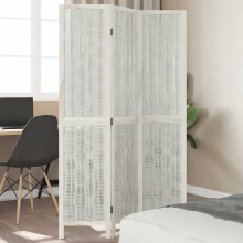 Berkfield Room Divider 3 Panels White Solid Wood Paulownia