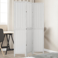 Berkfield Room Divider 3 Panels White Solid Wood Paulownia