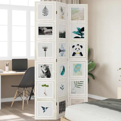 Berkfield Room Divider 3 Panels White Solid Wood Paulownia