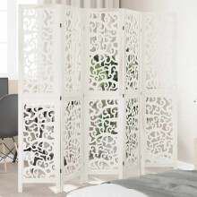 Berkfield Room Divider 5 Panels White Solid Wood Paulownia